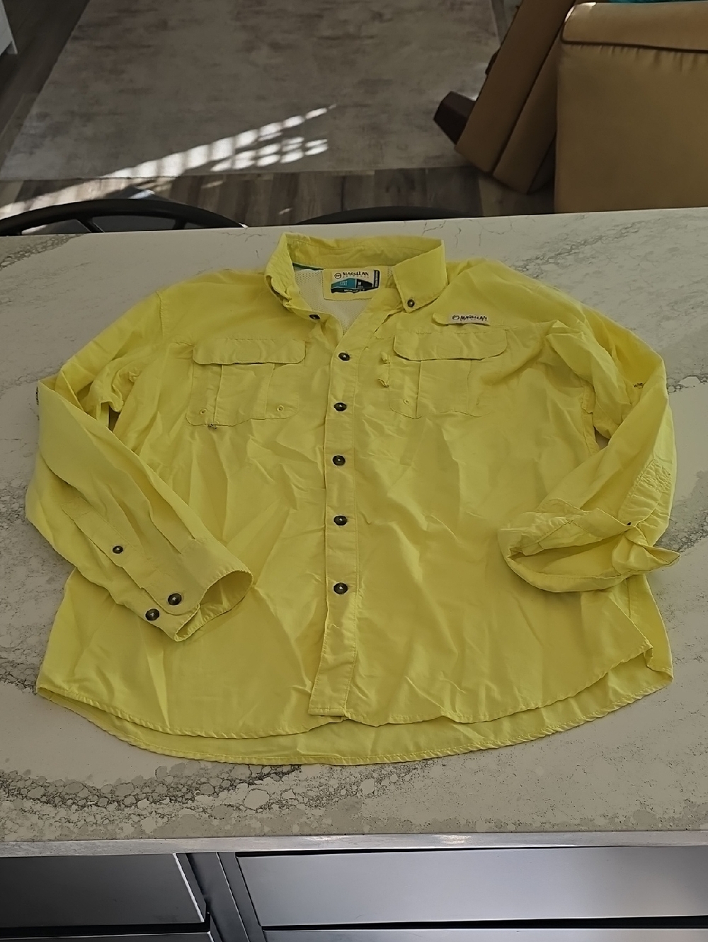 MAGELLAN OUTDOORS Men’s Bright Yellow Long-Sleeve Button-Down Shirt